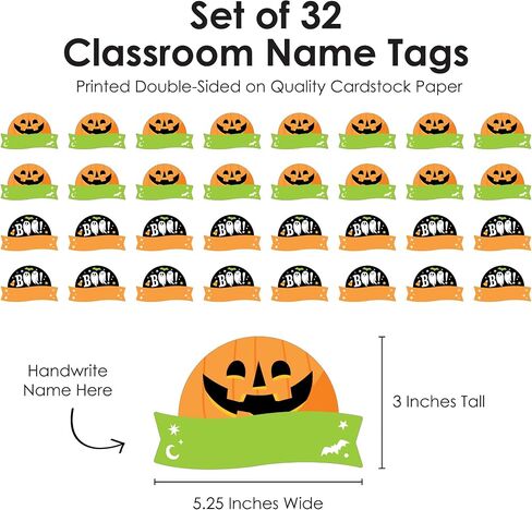 Big Dot of Happiness Spooky Halloween - DIY Blank Paper Desk or Locker Labels - Classroom Name Tags - Set of 32 in Saudi Arabia