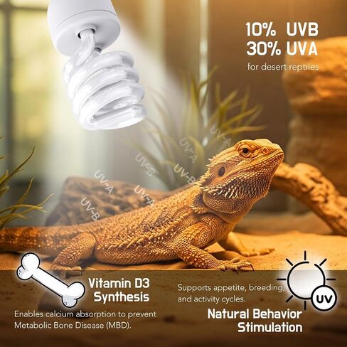 ReptiKing UVB ضوء الزواحف، 10.0 24 واط، UVA UVB مصباح لمبة الزواحف للتنين الملتحي، مصابيح UVB للزواحف الصحراوية in Saudi Arabia