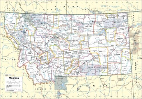 Cool Owl Maps Montana State Wall Map Poster Rolled 34"Wx24"H (Laminated) in Saudi Arabia