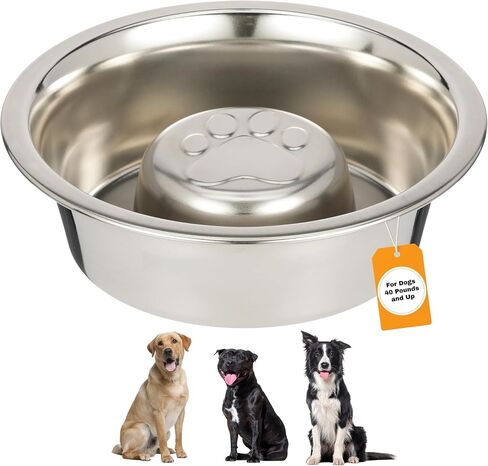 Neater Pet Brands Stainless Steel Slow Feed Dog Bowl for Fast Eating Large Breed, Metal Slow Feeder Dog Bowl Fits in Large Neater Feeders, for Puppy or Dogs (>40 lbs), 3 Cup Food Capacity in Kuwait