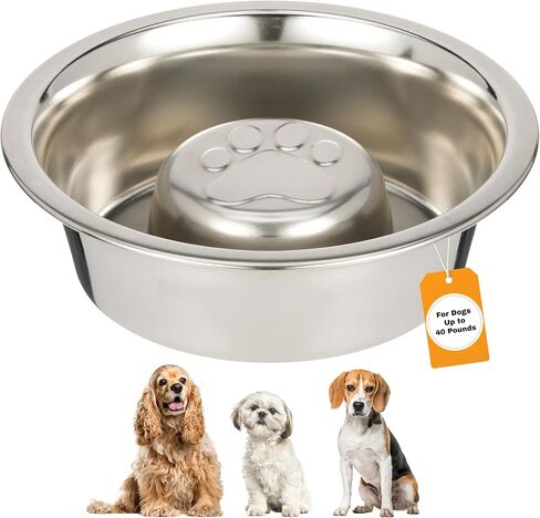 وعاء تغذية بطيء من الفولاذ المقاوم للصدأ من شركة Neat Pet Brands للكلاب والقطط - يناسب مغذيات أكثر إتقانًا وغيرها من المغذيات المرتفعة (3/4 كوب) in Kuwait