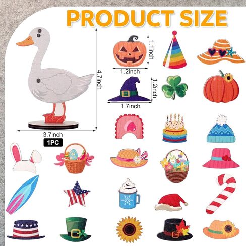 Amyhill 26 Pcs Holiday Interchangeable Desk Goose Decor Mini Wooden Seasonal DIY Goose Outfits with Magnetic All Season Table Centerpiece Signs for Table Desk Gift, 3.7 x 4.7 Inches in Saudi Arabia