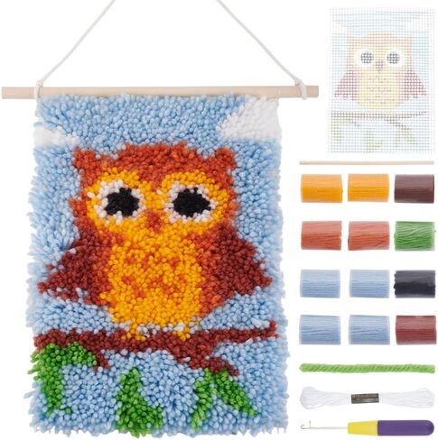 FreeBloss Latch Hook Rug Kit Owl Pattern Pattern Hook Tapestry Kit للبالغين المبتدئين المبتدئين في الغزل المبتدئ in Saudi Arabia