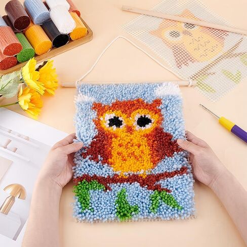 FreeBloss Latch Hook Rug Kit Owl Pattern Pattern Hook Tapestry Kit للبالغين المبتدئين المبتدئين في الغزل المبتدئ in Saudi Arabia