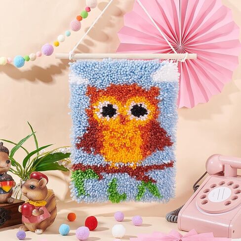 FreeBloss Latch Hook Rug Kit Owl Pattern Pattern Hook Tapestry Kit للبالغين المبتدئين المبتدئين في الغزل المبتدئ in Saudi Arabia
