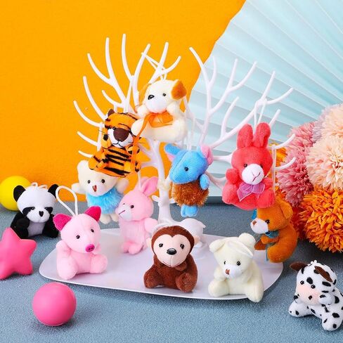 Mini Plush Animal Toy Set,Cute Animals Keychain Decoration for Kids,Goodie Bag Fillers, Basket Stuffers, School Prizes, Valentine's Day Party Supplies (12pcs) in Saudi Arabia