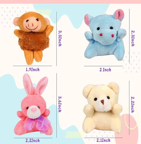 Mini Plush Animal Toy Set,Cute Animals Keychain Decoration for Kids,Goodie Bag Fillers, Basket Stuffers, School Prizes, Valentine's Day Party Supplies (12pcs) in Saudi Arabia
