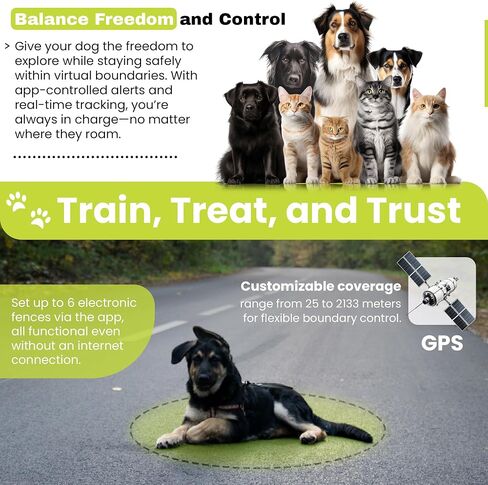 Customizable Invisible GPS Dog Collar Fence System, Waterproof LCD Collar & – Wireless Dog Fence, Wireless Pet Collar & App-Controlled Dog Training Collar in Saudi Arabia