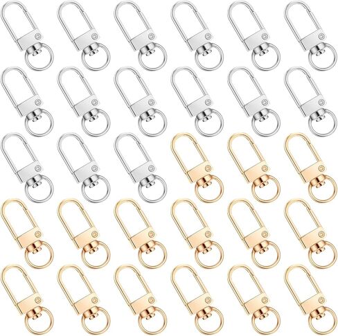 Lobster Claw Clasps Gold Swivel Snap Hooks 30 PCS Gold & Silver 360°Swivel Snap Hooks Metal Lobster Clasp Keychain Hook for Jewelry Making Purse Bags Keychain Clasp Connector Art Crafts in Saudi Arabia