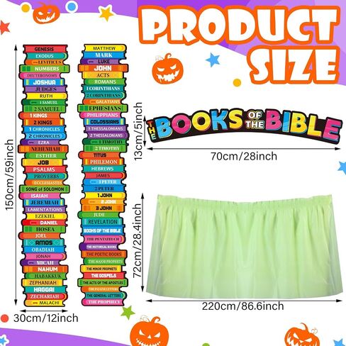 epakh 4 pcs trunk alloween or treate decorations books of the bible car car تشمل 3 ملصقات للكتاب المقدس من الورق المقوى وتنورة الطاولة ، خلفية سيارة الهالوين ، ديكور باب المرآب ، لوازم الحفلات المسيحية in Saudi Arabia