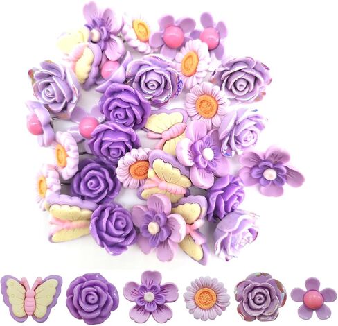 دبابيس دفع للوحة الفلين ، Purple Flower Pushpins ، Thumb Tooms Thumb Toots for Bulletin Poard Map File Photo Office Home Dispins (30pcs) in Kuwait