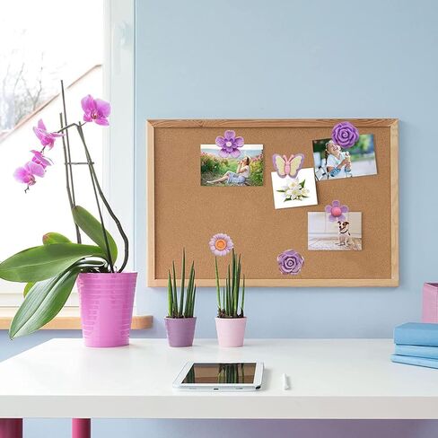 دبابيس دفع للوحة الفلين ، Purple Flower Pushpins ، Thumb Tooms Thumb Toots for Bulletin Poard Map File Photo Office Home Dispins (30pcs) in Kuwait