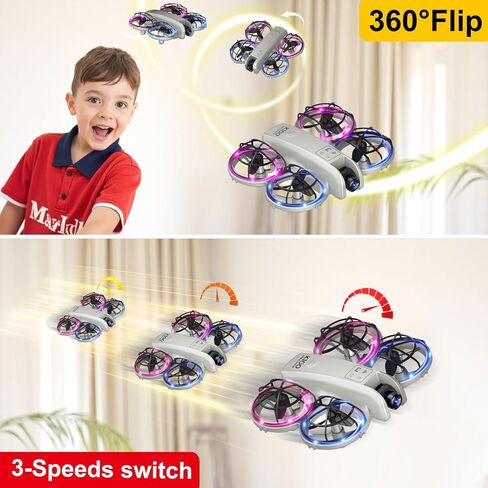 K100max Mini Drones مع الكاميرا للأطفال والمسجلين ، طائرة مروحية صغيرة داخلية كوادكوبتر مع وحدة تحكم عن بُعد على الشاشة ، لعبة هدية للبنين والبنات ، وضع مقطوع الرأس ، بطاريتين (رمادي) in Kuwait