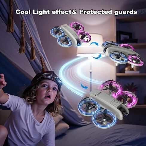 K100max Mini Drones مع الكاميرا للأطفال والمسجلين ، طائرة مروحية صغيرة داخلية كوادكوبتر مع وحدة تحكم عن بُعد على الشاشة ، لعبة هدية للبنين والبنات ، وضع مقطوع الرأس ، بطاريتين (رمادي) in Kuwait