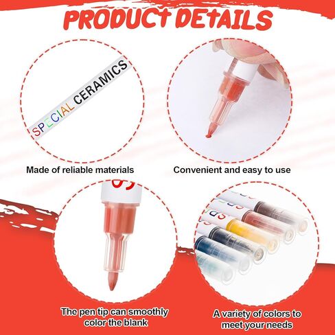 Marspark 6 PCS Underglaze Pen Pen for Pottery Ceramics Underglaze Marker DIY Ceramic Decorating Paint Pen in Saudi Arabia