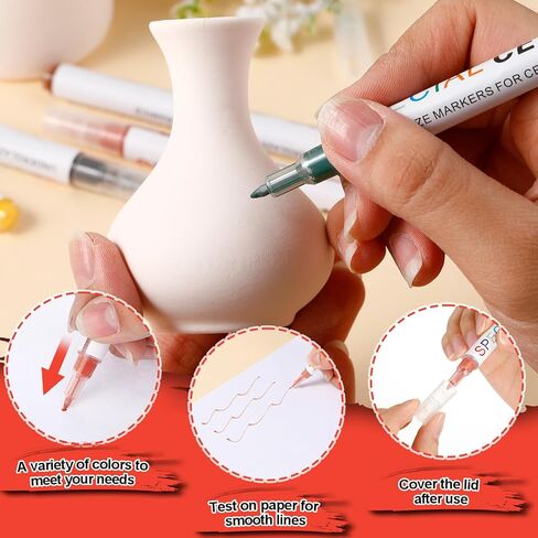 Marspark 6 PCS Underglaze Pen Pen for Pottery Ceramics Underglaze Marker DIY Ceramic Decorating Paint Pen in Saudi Arabia