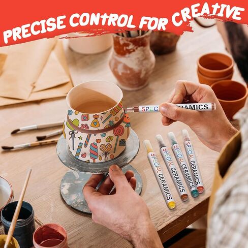 Marspark 6 PCS Underglaze Pen Pen for Pottery Ceramics Underglaze Marker DIY Ceramic Decorating Paint Pen in Saudi Arabia