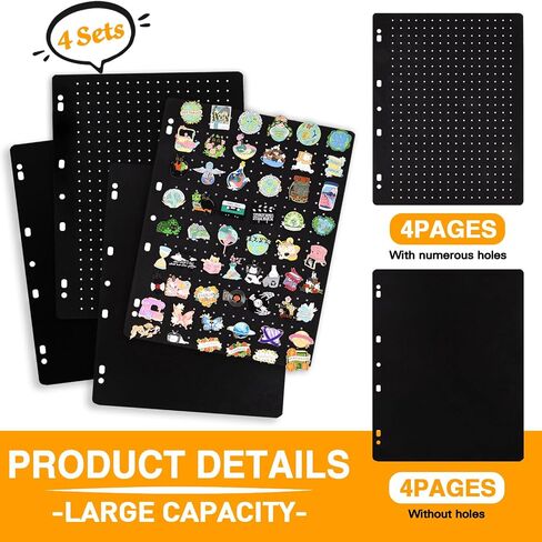 Enamel Pin Display Pages,Creative Pin Collection with 8 Flip-Pages,Fit in Any 3-Ring or 4-Ring Binder,Designed to Easily Trade & Display Enamel Pins (Pins Not Included) in Kuwait