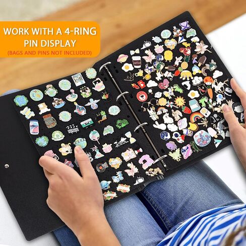 Enamel Pin Display Pages,Creative Pin Collection with 8 Flip-Pages,Fit in Any 3-Ring or 4-Ring Binder,Designed to Easily Trade & Display Enamel Pins (Pins Not Included) in Kuwait