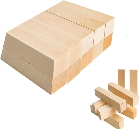 10 Pack Basswood Carving Blocks, 6 x 2 x 2 Inch Rectangle Bass Wood Blocks for Crafting, Unfinished Basswood Blocks for Carving, Crafts, Home DIY in Saudi Arabia