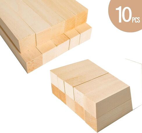 10 Pack Basswood Carving Blocks, 6 x 2 x 2 Inch Rectangle Bass Wood Blocks for Crafting, Unfinished Basswood Blocks for Carving, Crafts, Home DIY in Saudi Arabia
