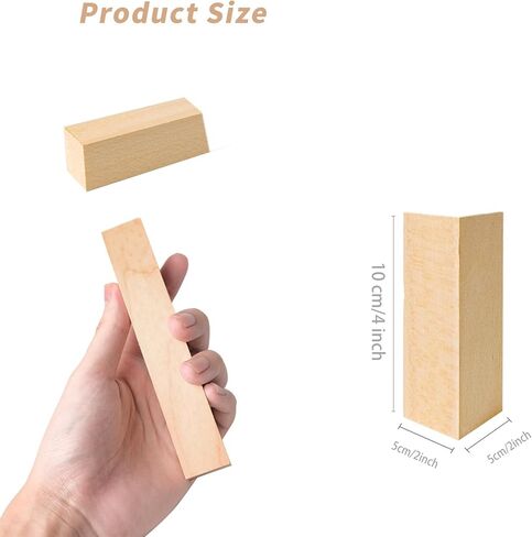 10 Pack Basswood Carving Blocks, 6 x 2 x 2 Inch Rectangle Bass Wood Blocks for Crafting, Unfinished Basswood Blocks for Carving, Crafts, Home DIY in Saudi Arabia