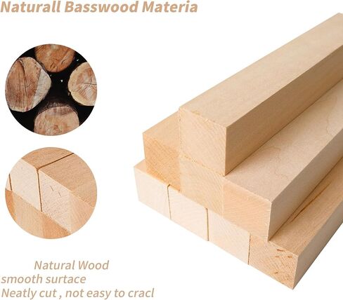 10 Pack Basswood Carving Blocks, 6 x 2 x 2 Inch Rectangle Bass Wood Blocks for Crafting, Unfinished Basswood Blocks for Carving, Crafts, Home DIY in Saudi Arabia
