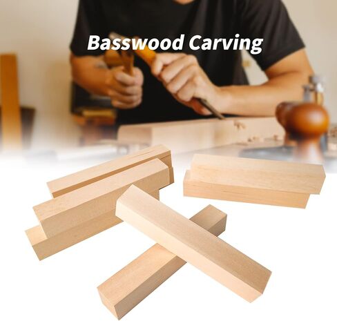 10 Pack Basswood Carving Blocks, 6 x 2 x 2 Inch Rectangle Bass Wood Blocks for Crafting, Unfinished Basswood Blocks for Carving, Crafts, Home DIY in Saudi Arabia