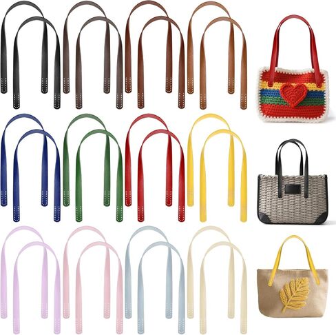 24 PCS Leather Prestraps 23.6 "مقابض حقيبة قصيرة 12 ألوانًا على استبدال الكتف لأكياس الكروشيه DIY محفظة حقيبة اليد صنع إصلاح in Saudi Arabia
