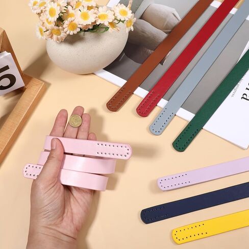 24 PCS Leather Prestraps 23.6 "مقابض حقيبة قصيرة 12 ألوانًا على استبدال الكتف لأكياس الكروشيه DIY محفظة حقيبة اليد صنع إصلاح in Saudi Arabia