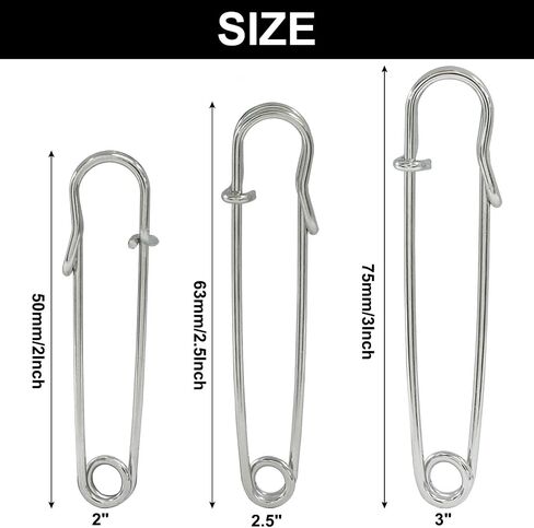 20 PCS Large Steel Safety Pins, 2 Inch Safety Pins for Blankets/Clothes/Crafts/Canvas/Kilts/Skirts, Silver in Saudi Arabia