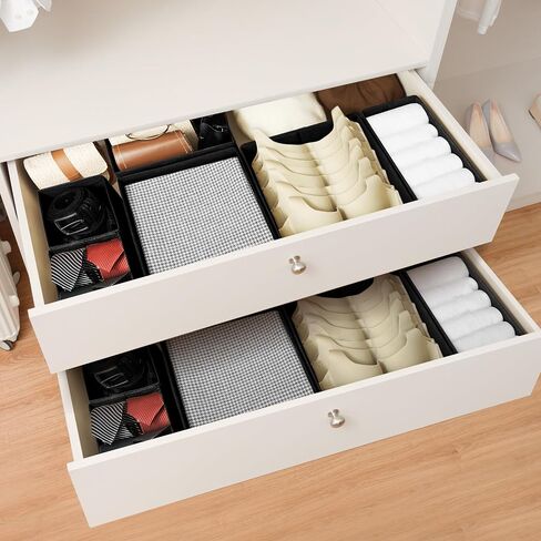 Cupic Cupid Drawer Organizer, Dresser Organizers, Foldabe Drawer Organizer Clothes, Closet Organization and Storage Dividers for Socks, Underwear and Diaper, Set of 12, Beige in Kuwait