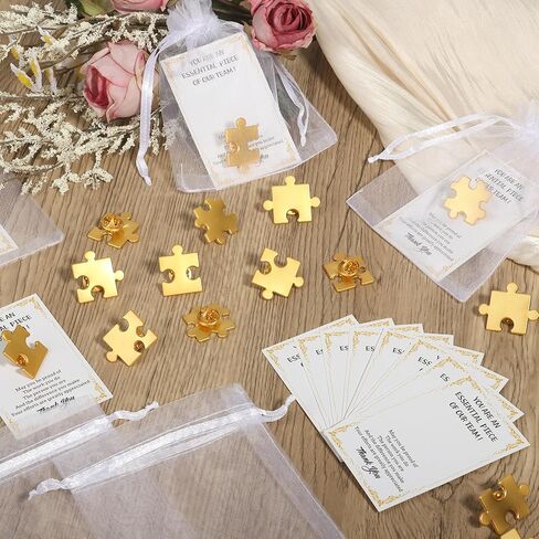 24/48/96 Sets Employee Appreciation Gifts Bulk, Inspirational Employee of The Month Lapel Pins with Thank You Cards Small Puzzle Piece Gift for Coworkers, Office Staff, Team Building (Gold) in Kuwait