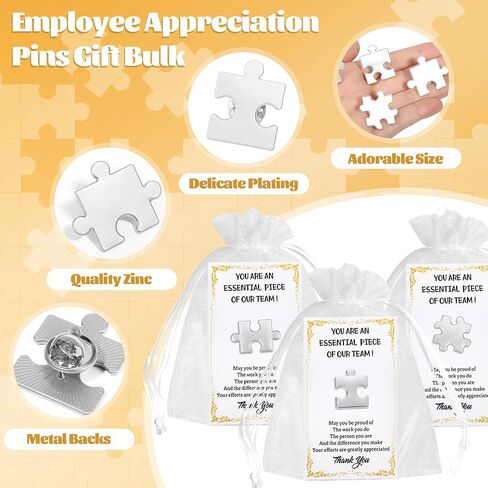 24/48/96 يحدد هدايا تقدير الموظف بالجملة ، موظف ملهمة في الشهر دبابيس الطية مع بطاقات شكر لك هدية ألغاز صغيرة لزملاء العمل ، موظفي المكتب ، بناء الفريق (الذهب) in Kuwait