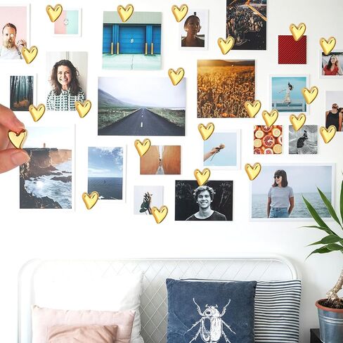 30pcs Heart Push Pins, Gold Thumb Tacks Decorative Cute Pins for Cork Board Bulletin Board Wall Home Office Posters Photos Postcards Maps Fixing in Saudi Arabia