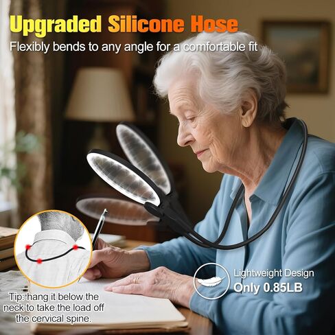 الأيدي الزجاج الخالي من المكبرة مع الضوء للعمل الوثيق ، و 5.5 بوصة 5x الزجاج المكبرة ، وارتداء الرقبة الكبرى لقراءة الكتب ، والخياطة ، والخياطة المتقاطعة ، وكبار السن منخفضة الرؤية مع عيون الشيخوخة in Kuwait