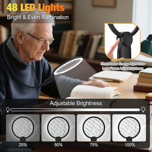 الأيدي الزجاج الخالي من المكبرة مع الضوء للعمل الوثيق ، و 5.5 بوصة 5x الزجاج المكبرة ، وارتداء الرقبة الكبرى لقراءة الكتب ، والخياطة ، والخياطة المتقاطعة ، وكبار السن منخفضة الرؤية مع عيون الشيخوخة in Kuwait