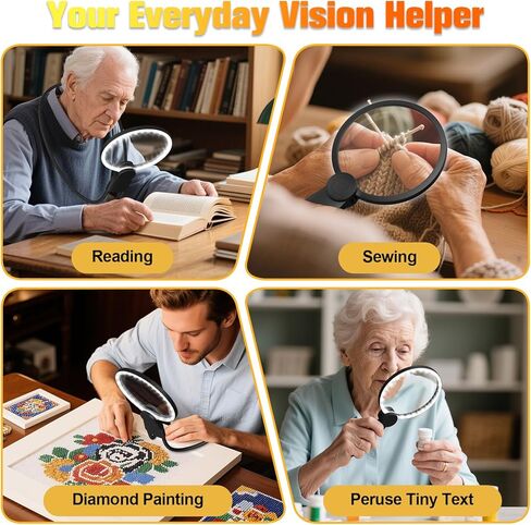 الأيدي الزجاج الخالي من المكبرة مع الضوء للعمل الوثيق ، و 5.5 بوصة 5x الزجاج المكبرة ، وارتداء الرقبة الكبرى لقراءة الكتب ، والخياطة ، والخياطة المتقاطعة ، وكبار السن منخفضة الرؤية مع عيون الشيخوخة in Kuwait