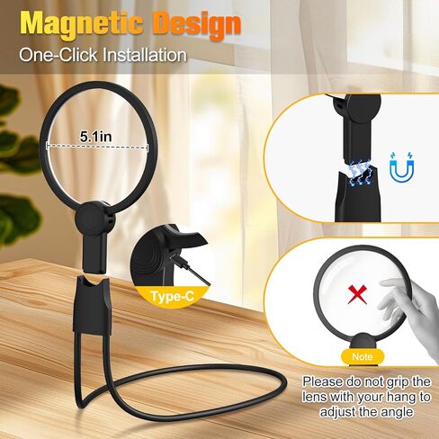 الأيدي الزجاج الخالي من المكبرة مع الضوء للعمل الوثيق ، و 5.5 بوصة 5x الزجاج المكبرة ، وارتداء الرقبة الكبرى لقراءة الكتب ، والخياطة ، والخياطة المتقاطعة ، وكبار السن منخفضة الرؤية مع عيون الشيخوخة in Kuwait