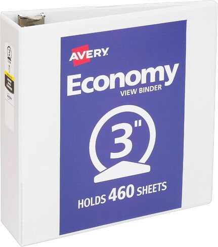 Avery 3" 3-Ring View Binders, White (5741) in Saudi Arabia