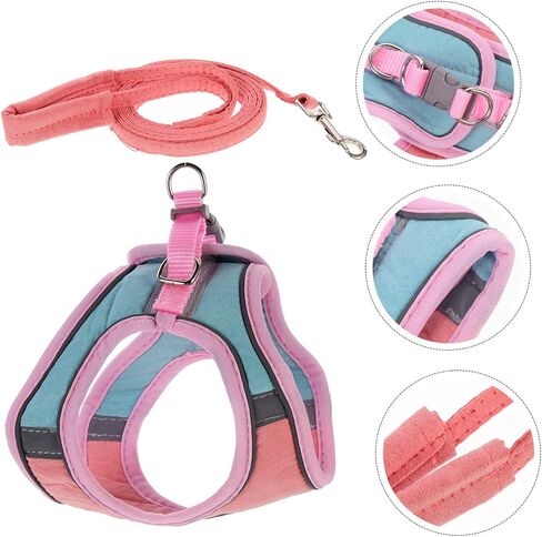 Popetpop 1Set Cat and Leash لسترة الحيوانات الأليفة المشي في الهواء الطلق للقطط والجزر مريحة وآمنة للتدريب والركض لتصميم الألوان اللطيف in Saudi Arabia