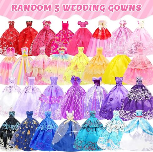 100 PCS دمية الملابس والإكسسوارات - 5 فساتين الزفاف 10 فساتين الانزلاق 2 فساتين الموضة 2 قمم 2 بنطلون 2 بيكيني السباحة 10 أحذية وملحقات للدمى 11.5 بوصة ، ألعاب Doll Dress for Girl Gift in Saudi Arabia