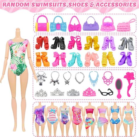 100 PCS دمية الملابس والإكسسوارات - 5 فساتين الزفاف 10 فساتين الانزلاق 2 فساتين الموضة 2 قمم 2 بنطلون 2 بيكيني السباحة 10 أحذية وملحقات للدمى 11.5 بوصة ، ألعاب Doll Dress for Girl Gift in Saudi Arabia