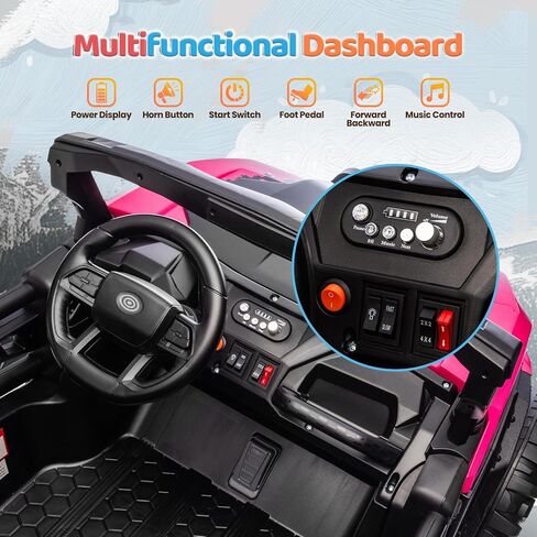 JOYMOR 2-Seater 24V Ride On UTV Truck with Remote Control, 3 Speeds Electric Car with Spring Suspension LED Music, 4 Motors Power Wheel for Kids Ages 3-8, 135 lbs Weight Capacity (Red) in Saudi Arabia