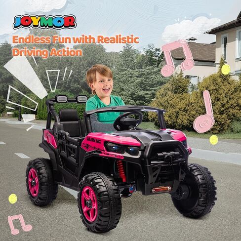JOYMOR 2-Seater 24V Ride On UTV Truck with Remote Control, 3 Speeds Electric Car with Spring Suspension LED Music, 4 Motors Power Wheel for Kids Ages 3-8, 135 lbs Weight Capacity (Red) in Saudi Arabia