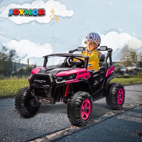 JOYMOR 2-Seater 24V Ride On UTV Truck with Remote Control, 3 Speeds Electric Car with Spring Suspension LED Music, 4 Motors Power Wheel for Kids Ages 3-8, 135 lbs Weight Capacity (Red) in Saudi Arabia