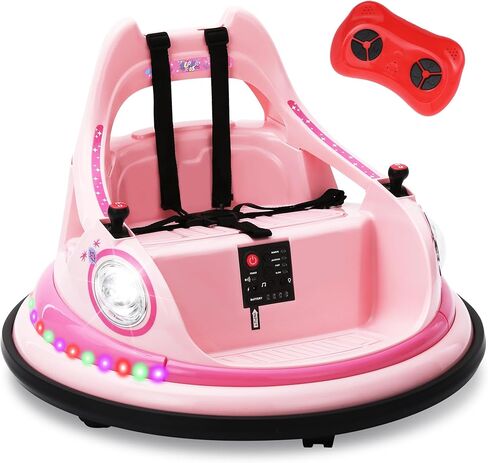 12V Kids Electric المصد سيارة للأطفال الصغار-لعبة Kiddokidz Ride-On مع Parent Remote ، 360 ° تدور ، أضواء وأصوات ، ملصقات DIY 2 PCS ، 2 سرعتين ، وردي in Kuwait