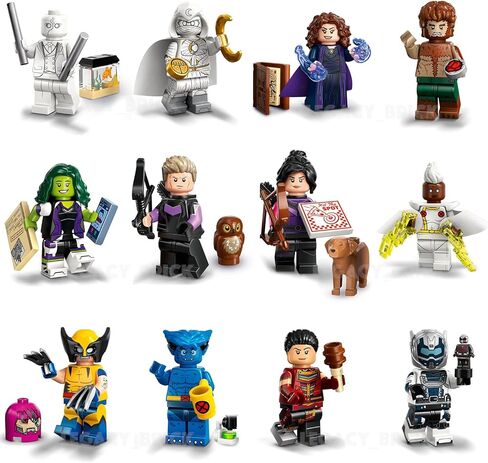 LEGO Marvel Series 2 Minifigure: Complete Set of 12 Minifigures: Beast Wolverine Moon Knight Hawkeye - Includes Calendar Man Capes - Superheroes 71039 in Saudi Arabia