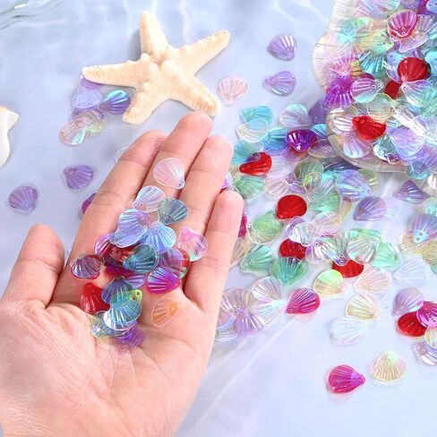 600 حزمة الصدف الترتر ، 50 جرام شكل قذيفة الترتر فضفاضة مع ثقوب 2 حرفة DIY/الخياطة/الأركان/الأقراط/الملابس ، رقائق قذيفة البحر [ملونة] in Saudi Arabia