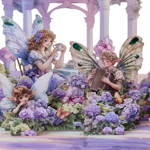 3D Pop Up Fairy Garden Birthday Cards, Cute Greeting Gift Cards With Colorful Rhinestones for Girls, Daughters, Granddaughters, Nieces, Girlfriend All Occasion-Includes Notecard & Envelope(Pink) in Saudi Arabia